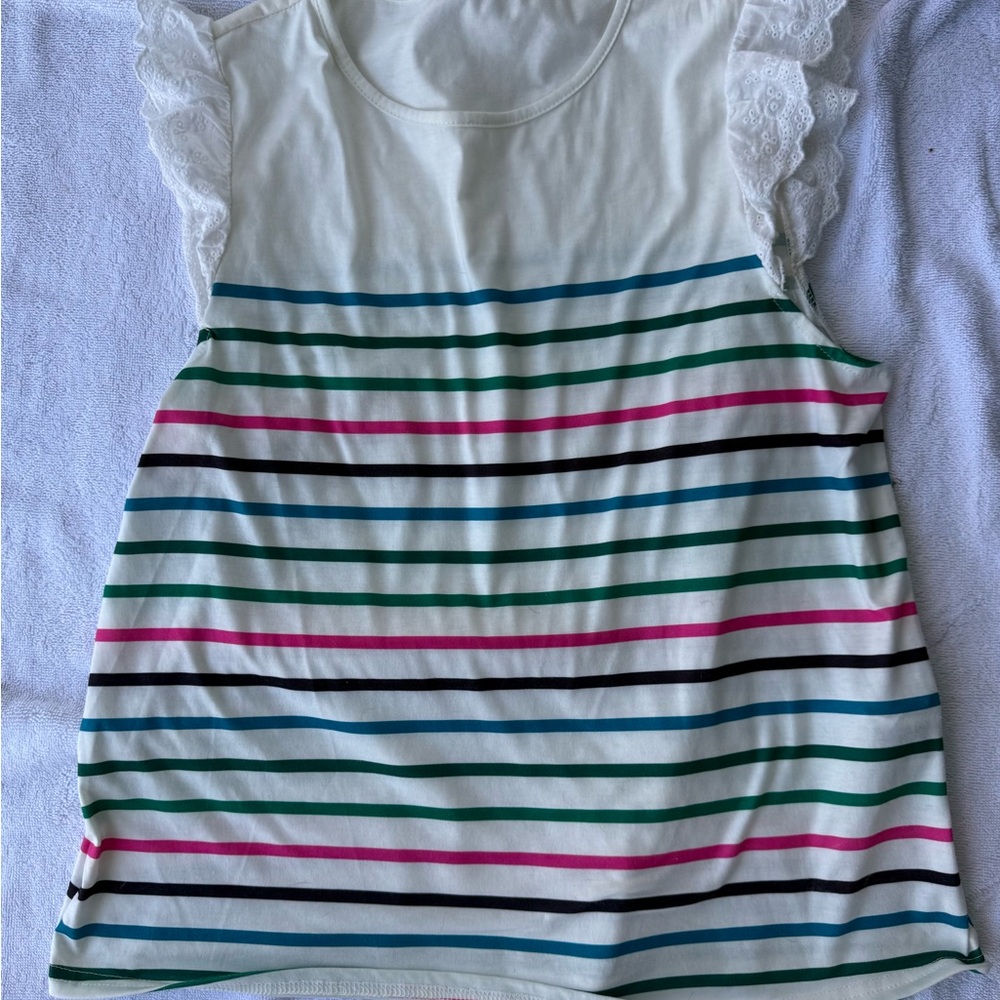 Women's Striped Lace Sleeve Top
